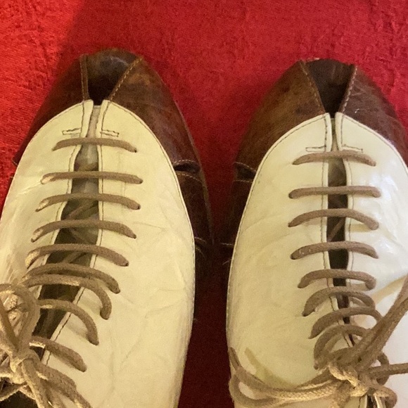 Giraudon New York Two-Tone Leather Peep-Toe Heels; Vintage Inspired EU 41 US 10 - Picture 3 of 7